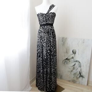 BCBGmaxazria One shoulder sleeveless Animal print Chiffon dress size 0 XS